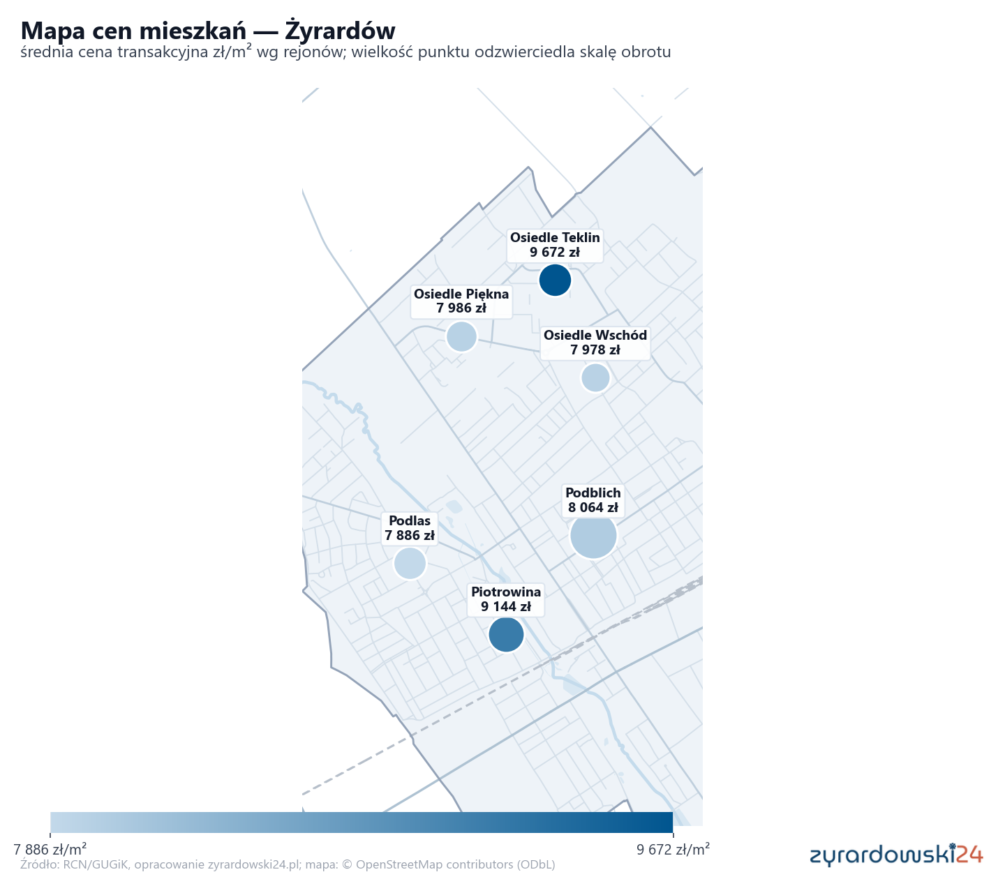 Mapa cen mieszkań - Żyrardów