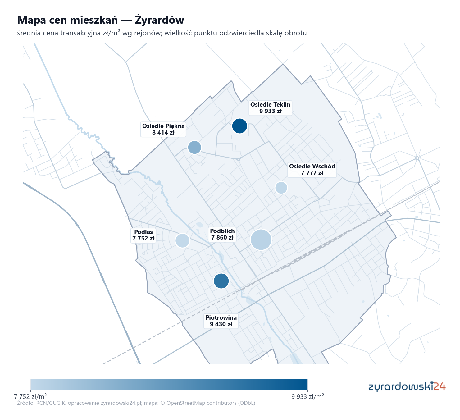 Mapa cen mieszkań - Żyrardów
