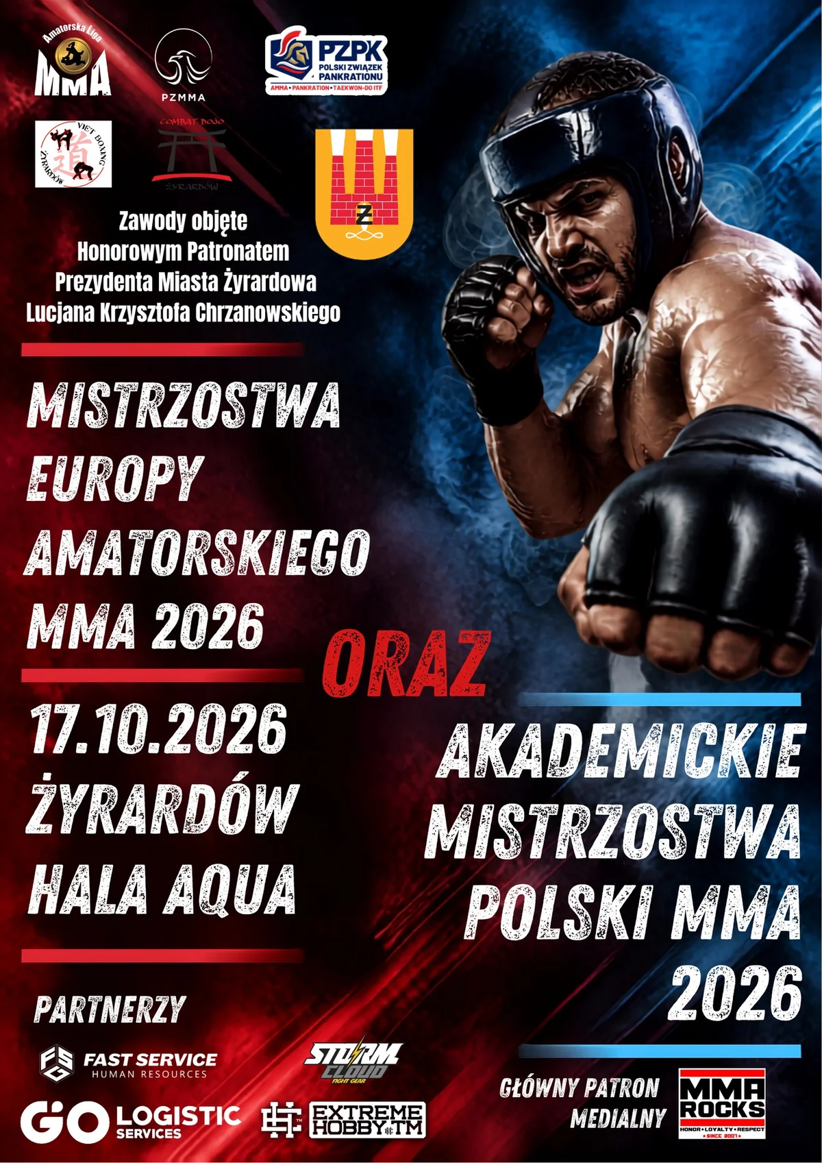 Grafika promocyjna wydarzenia Amatorskie MMA 2026 w Żyrardowie