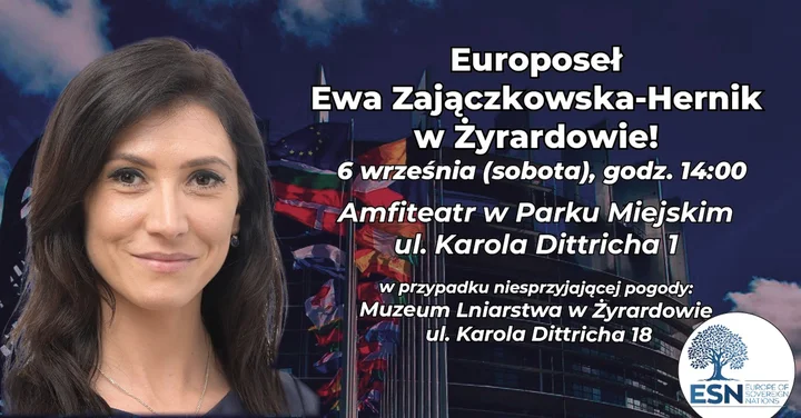Obrazek przedstawia grafikę promocyjną wydarzenia Spotkanie z Ewą Zajączkowską-Hernik w Żyrardowie