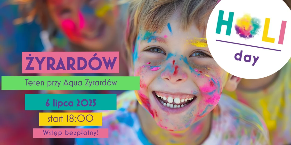 Grafika promocyjna wydarzenia Kolorowa impreza plenerowa w Żyrardowie