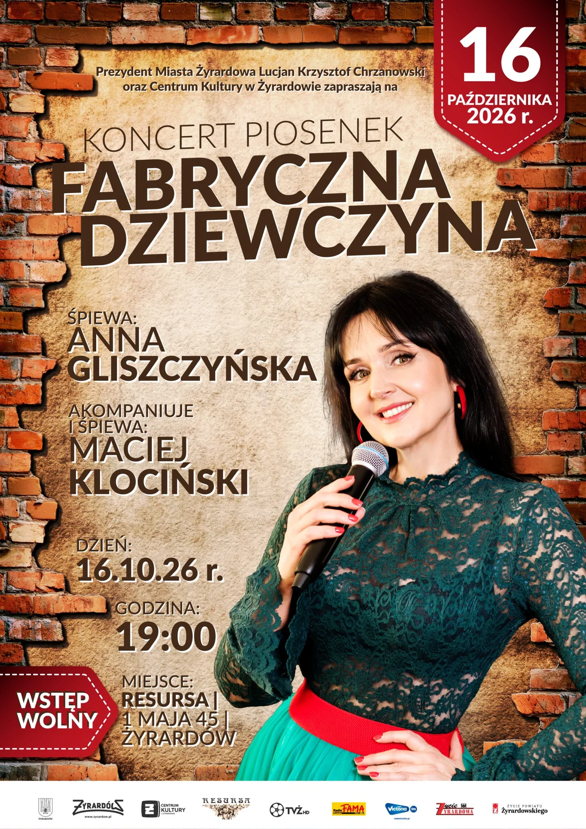 Grafika promocyjna wydarzenia Koncert Piosenek „Fabryczna Dziewczyna”