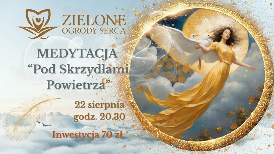 Obrazek przedstawia grafikę promocyjną wydarzenia Wieczorna medytacja z elementami pracy z oddechem