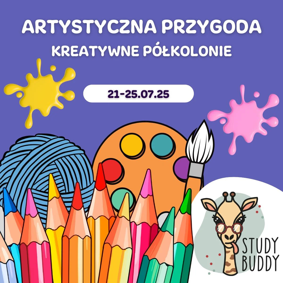 Grafika promocyjna wydarzenia Półkolonie kreatywne dla dzieci w Żyrardowie