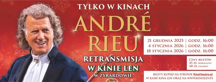 Grafika promocyjna wydarzenia Retransmisja koncertu André Rieu „Wesołych Świąt” w Kinie Len