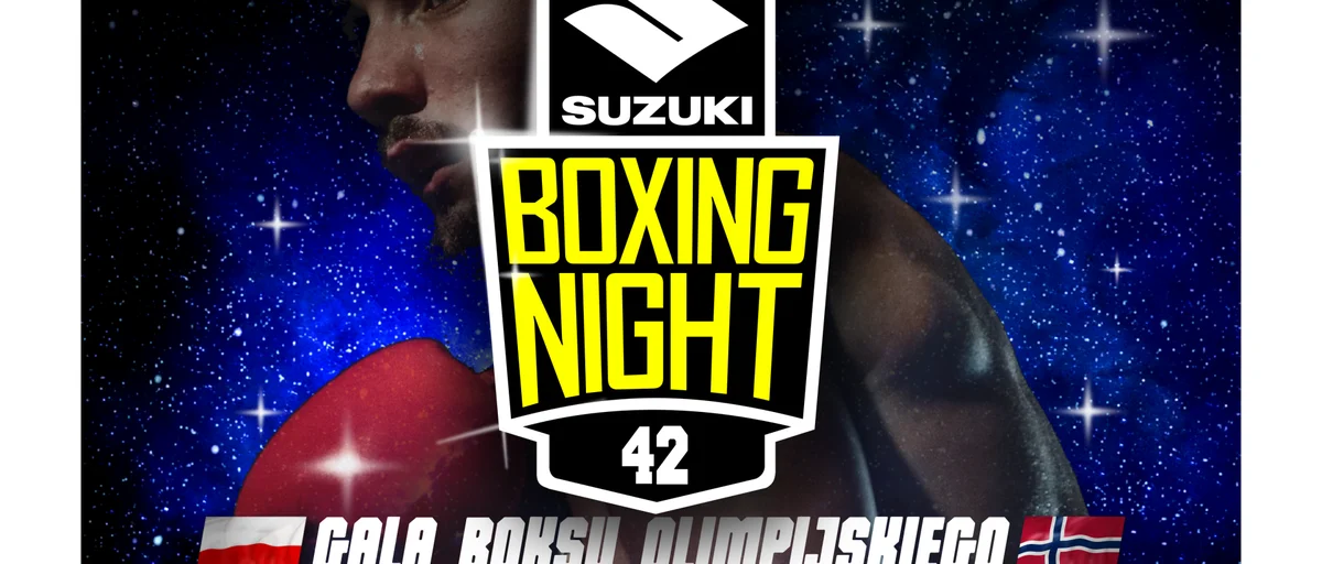 Grafika promocyjna wydarzenia Suzuki Boxing Night 42 w Żyrardowie