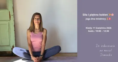 Grafika promocyjna wydarzenia Siła i piękno kobiet – warsztat jogi dna miednicy w Żyrardowie