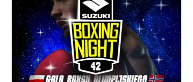 Grafika promocyjna wydarzenia Suzuki Boxing Night 42 w Żyrardowie
