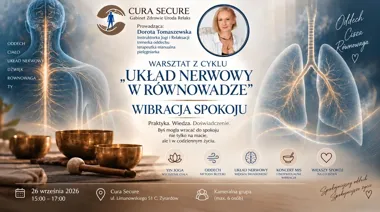 Grafika promocyjna wydarzenia Wibracja Spokoju – warsztat relaksacyjny
