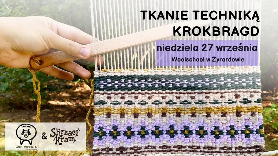 Obrazek przedstawia grafikę promocyjną wydarzenia Warsztaty praktyczne z techniki tkackiej krokbragd
