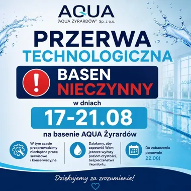 Basen AQUA Żyrardów zamknięty. Kursanci muszą skontaktować się z biurem