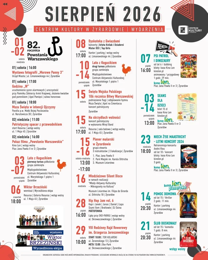 Sierpień w Żyrardowie zapowiada koncerty, kino i kulturę w plenerze.