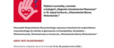 Do 29 października trwa głosowanie na laureata Mazowieckich Barw Wolontariatu